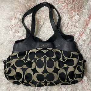 Coach Signature Optic Lexi Black and Beige Handbag